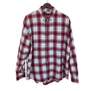 Cabela's Red and White Plaid Flannel Long Sleeve Button Down Shirt - XL